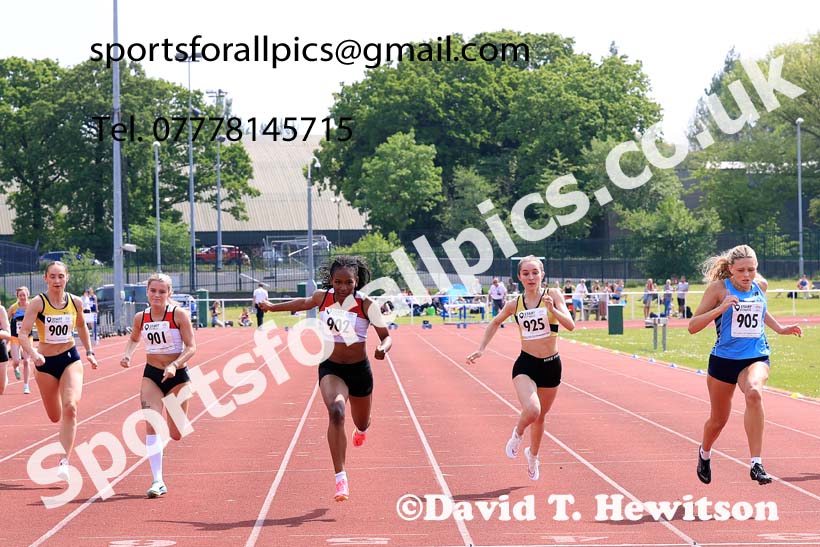 Womens Seniors 100 metres, 2024 North Eastern Track and Field Champs., Middlesbrough.  Photo: David T. Hewitson/Sports for All Pics
